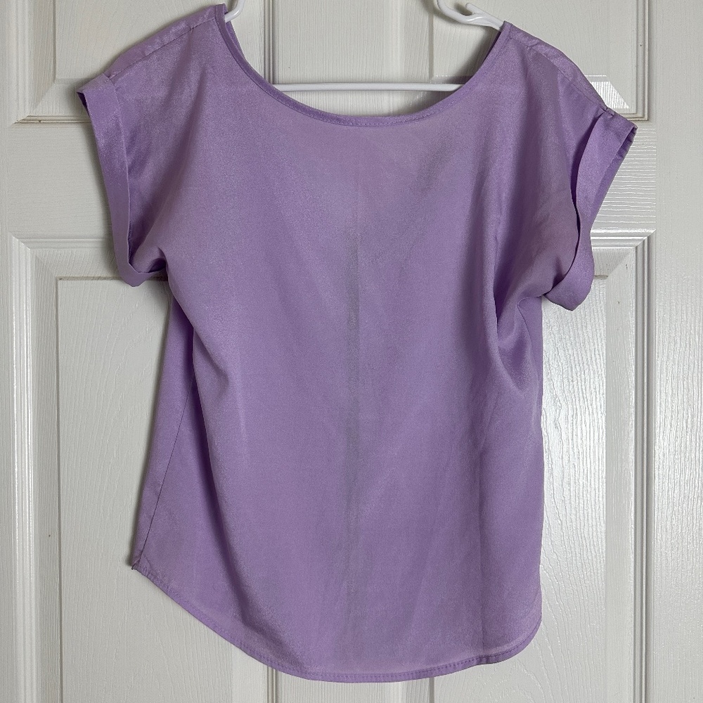 ! Purple 2012 Y2K Summer Festival Rave Zipper Back Short Sleeve Top Women Size S